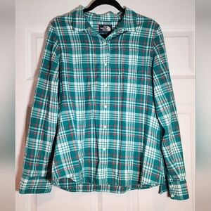 The North Face Green White And Pink Plaid Button Up Shirt L